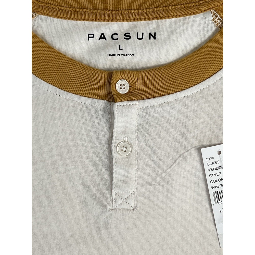 Pacsun Men's Size Large White Gold Raglan Sleeve Shirt - Picture 3 of 11